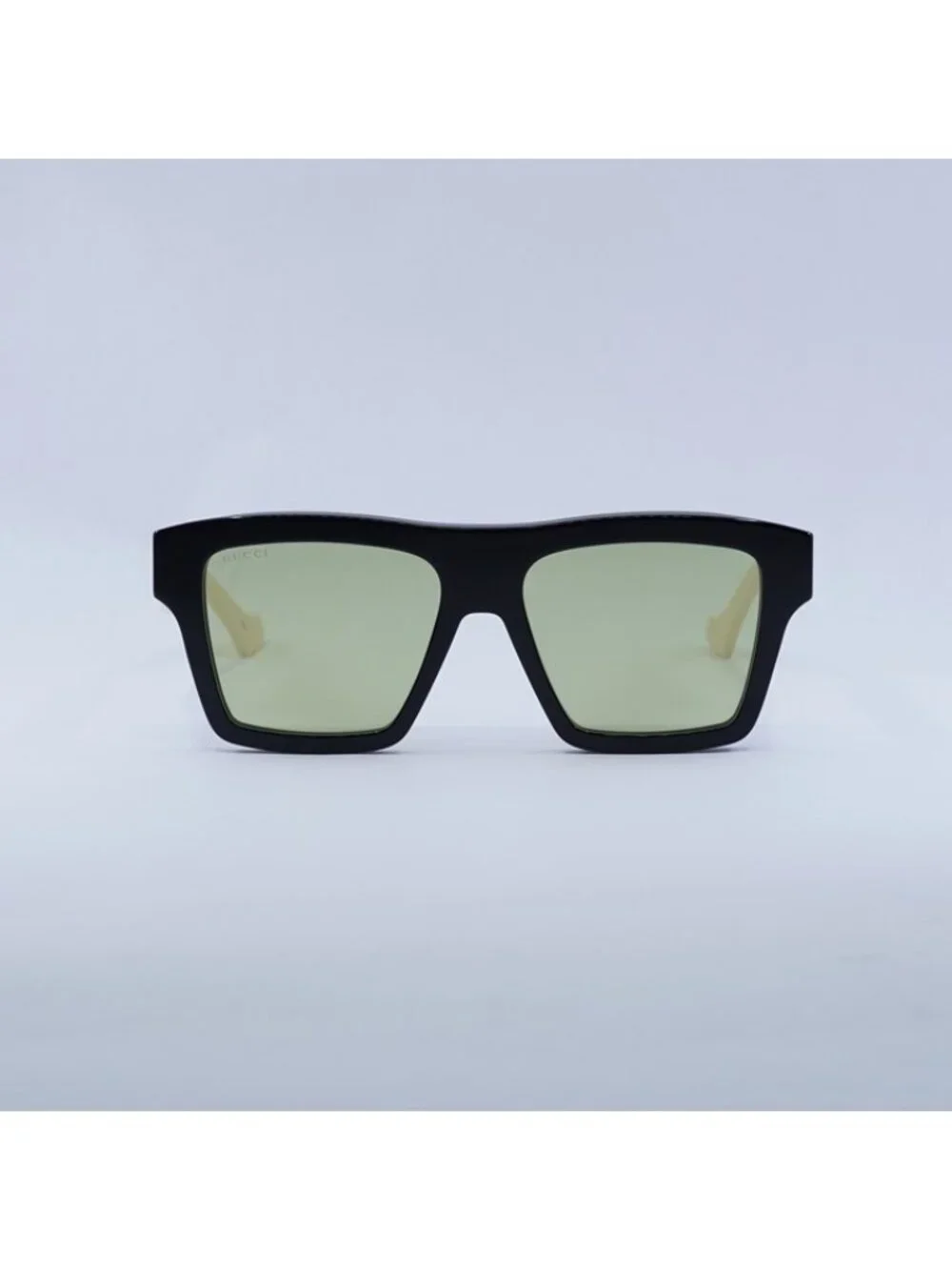 Gucci GG0962S 004 Sunglasses Black White Square Frame, Green Lenses